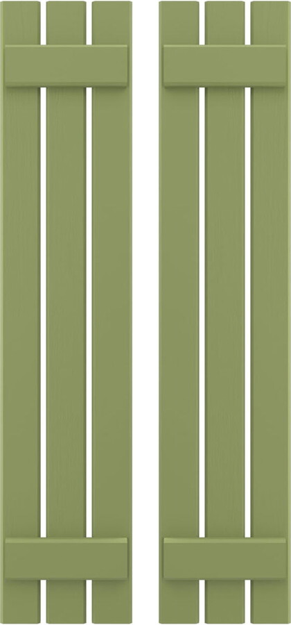 Ekena Millwork 11 1/2"W x 78"H Americraft Three Board (2 Batten) Exterior Real Wood Spaced Board-n-Batten Shutters (Per Pair), Moss Green