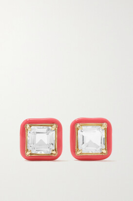 BEA BONGIASCA Candy Square 9-karat Gold, Enamel And Topaz Earrings - one size