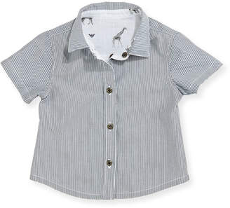 Armani Junior Short-Sleeve Reversible Animal-Print Shirt, Multicolor, Size 6-24 Months