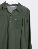 Thumbnail for your product : Hollister sheer button-through shirt in khaki