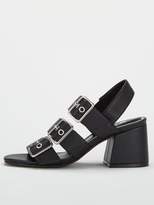 Thumbnail for your product : Very Galaxie Mid Block Heel Buckle Sandals - Black