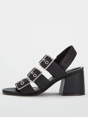 Very Galaxie Mid Block Heel Buckle Sandals - Black