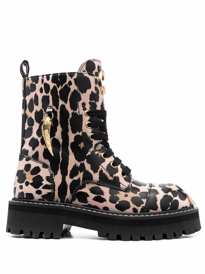 lace up leopard boots