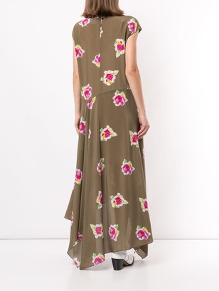 Erika Cavallini Irma rose-print handkerchief-hem dress