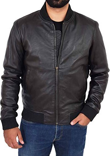 A1 FASHION GOODS Mens Leather Bomber Jacket Soft Lambskin Fitted ...