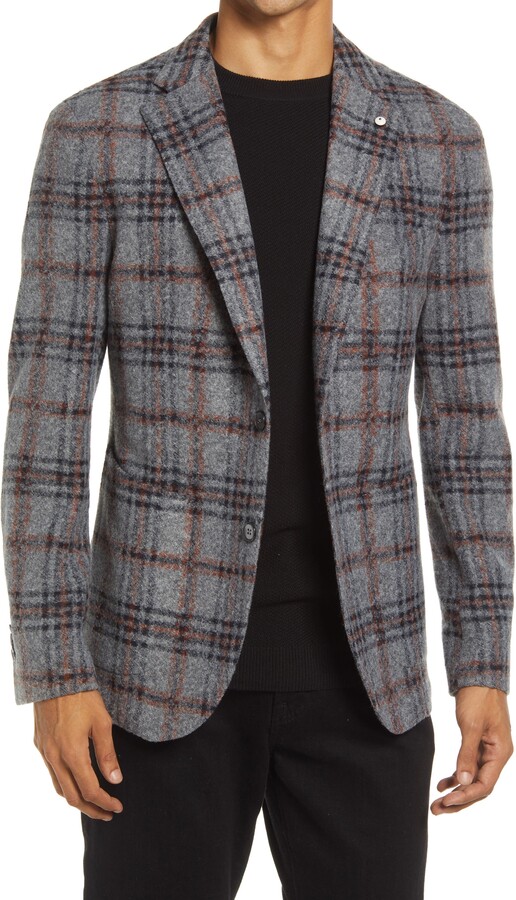 grey checkered blazer men