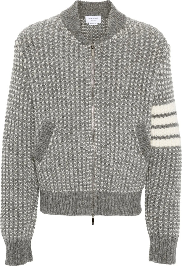 Thom Browne 4-Bar chunky-knit bomber jacket