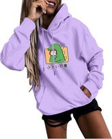 Thumbnail for your product : Cogoto Dinosaur Hoodie Cartoon Dinosaur Lovely Printing Cute Printed Sweatshirt Long Sleeve Tops Hoodie Pullover with Pockets Women's Solid Color Hoodies