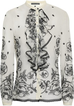 Alberta Ferretti Embroidered Cotton-blend Tulle Shirt