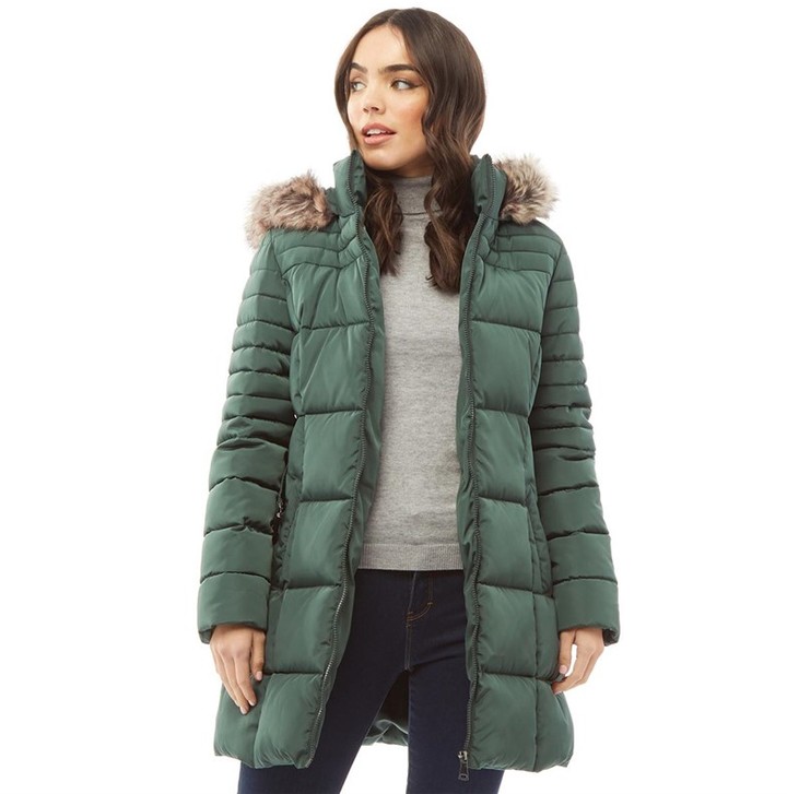 Fur Hood Puffer Jacket With Belt | Shop the world's largest collection of  fashion | ShopStyle UK