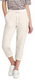 Lands' End Women's Petite French Terry Crop Jogger Pants-White Canvas Heather