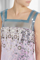 Thumbnail for your product : Miu Miu PU-paneled embellished jacquard mini dress
