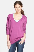 Thumbnail for your product : Halogen Deep V-Neck Sweater (Regular & Petite)