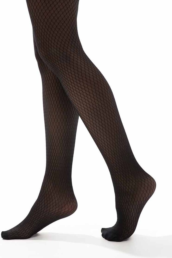 New Look diamond stitch tights in black ShopStyle Hosiery