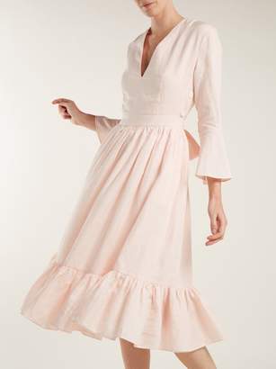 Loup Charmant Sea Island Tie-waist Linen Dress - Womens - Light Pink