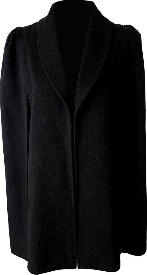 Nina Nieves Wool Cashmere Sable Short Cape In Black