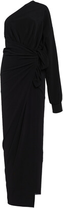 Balenciaga One-Shoulder Jersey Maxi Wrap Dress
