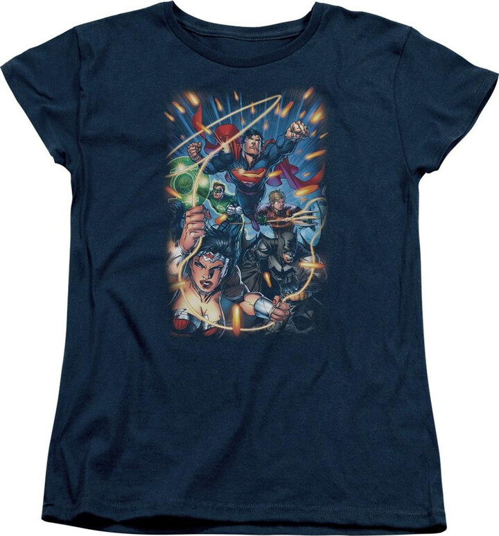 Gildan Justice League of America Under Attack Short Sleeve Womens Tee / T-Shirt