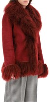 Thumbnail for your product : Saks Potts BON SHEARLING COAT WITH FUR 1 Red,Purple Leather,Fur