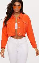 Thumbnail for your product : PrettyLittleThing Bright Orange Cropped Denim Jacket