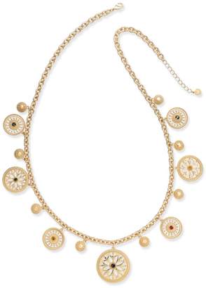 Charter Club Gold-Tone Colored Stone and Disc Long Charm Necklace, Created for Macy's
