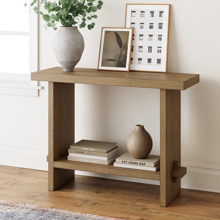 Nathan James Virgo Farmhouse Light Brown Wood Console Accent Table for