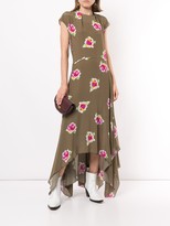 Thumbnail for your product : Erika Cavallini Irma rose-print handkerchief-hem dress