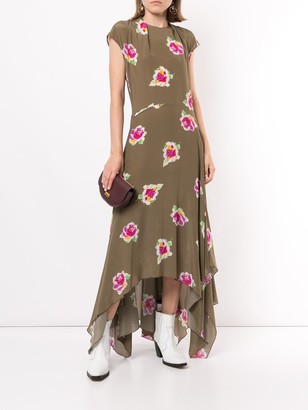 Erika Cavallini Irma rose-print handkerchief-hem dress