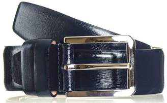 Black Navy Blue Textured Leather Belt