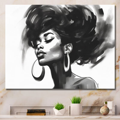 Willa Arlo Interiors Black and White African American Woman III - Woman Wall Art