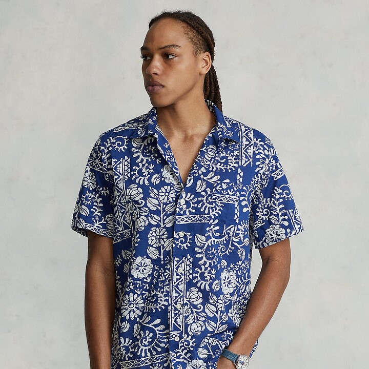 Mode Shirts Batik shirts Mexx Batik shirt blauw-lichtgrijs volledige print casual uitstraling