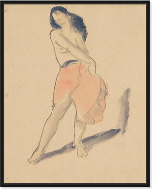 World Menagerie Dancer in a Red Skirt Canvas Vintage Figurative by