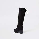 Thumbnail for your product : River Island Girls black knee high chunky block heel boots