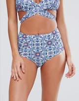 Thumbnail for your product : Missguided Mix & Match Tile Print High Waisted Bikini Brief