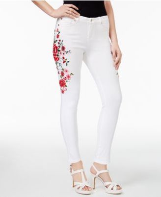 Thalia Sodi Embroidered Skinny Jeans, Created for Macy's