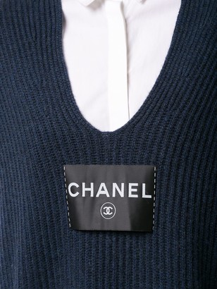Chanel Pre Owned 2008 Logo Patch Knitted Dress
