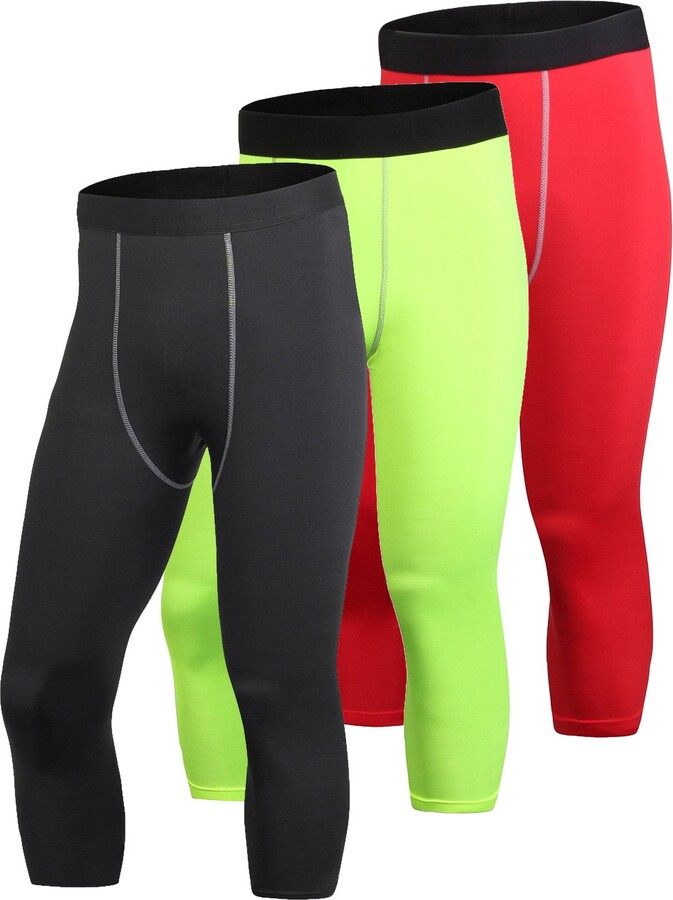 Yuerlian Men's 3/4 Compression Tights Running Capri Pants Baselayer