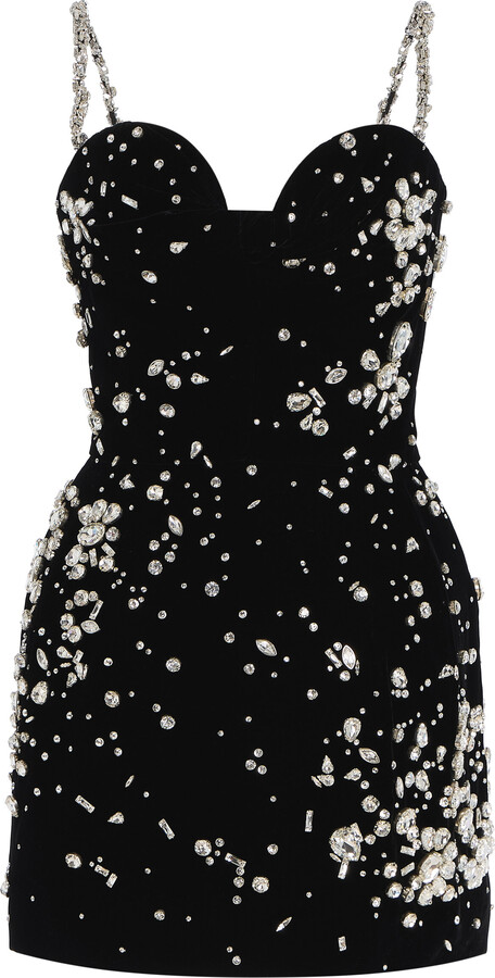 Oscar de la Renta Crystal-Embellished Cupro-Blend Mini Dress