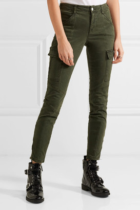 J Brand Houlihan Cropped Stretch-cotton Twill Skinny Pants - Army green