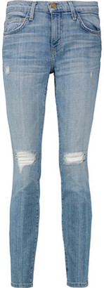 Current/Elliott The Stiletto Distressed Mid-Rise Skinny Jeans