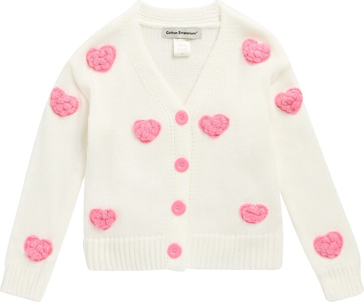 Cotton Emporium Kids' Bouclé Heart Cardigan
