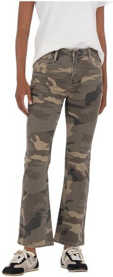 KUT from the Kloth Women's Kelsey Camo Flare Jeans Olive 00 27.5