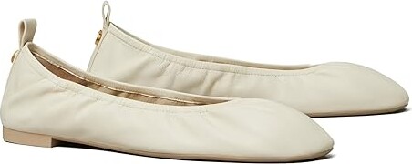 Tory Burch Eddie Ballet 2.0 Women's Shoes Light Cream : 8.5 M, Leather