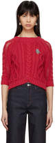 Thumbnail for your product : Carven Red Cable Crop Sweater