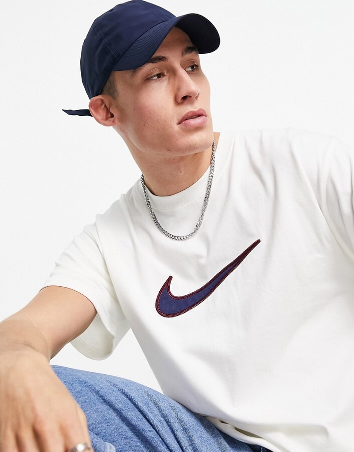 Nike Retro swoosh logo heavyweight t-shirt in off white - ShopStyle