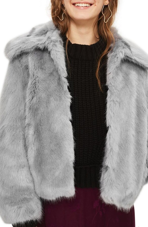 Topshop Claire Faux Fur Coat