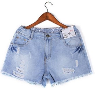 ACE SHOCK Women's High Waist Relaxed Straight Loose Denim Shorts Plus Size