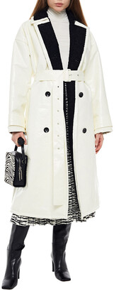 Stand Studio Belted Faux Glossed-leather Coat
