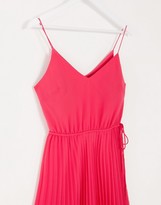Thumbnail for your product : ASOS DESIGN pleated cami midi dress with drawstring waist in hot pink