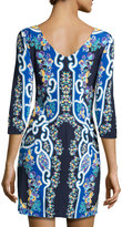 Thumbnail for your product : Ali Ro Floral Mirror-Print Jersey Dress, Midnight